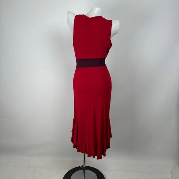 RED VALENTINO Red plunging Neckline Cocktail Dress Size S - Picture 5 of 8